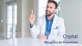  Presentation with personal protective equipment safety glasses - Presentation design having wearing white robe and safety background and a sky blue colored foreground