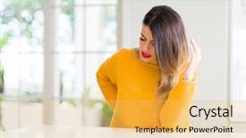  Presentation with back pain - Audience pleasing theme consisting of wearing winter sweater at home backdrop and a  colored foreground