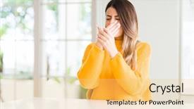  Presentation with arthritis - Slide deck consisting of wearing winter sweater at home background and a yellow colored foreground