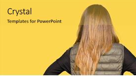  Presentation with body change in aging - Slide deck enhanced with wearing winter vest standing backwards background and a  colored foreground