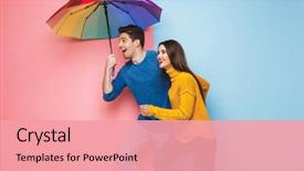  Presentation with catholic couple silhouette of young - Cool new presentation with weather - cheerful young couple running isolated backdrop and a coral colored foreground