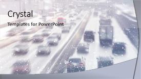  Presentation with traffic road - PPT layouts having weather - city road traffic in winter background and a white colored foreground