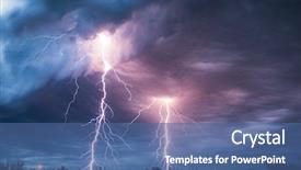  Presentation with weather - Audience pleasing presentation theme consisting of weather - clouds and thunder lightnings backdrop and a ocean colored foreground