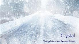  Presentation with storm - Slide deck with weather - countryside road during snow storm background and a sky blue colored foreground