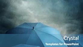  Presentation with weather - Slide deck having weather - dark stormy clouds and umbrellas background and a teal colored foreground