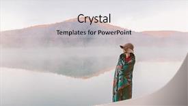  Presentation with foggy water sunrise - Amazing PPT layouts having weather - girl wrapped in warm boho backdrop and a light gray colored foreground