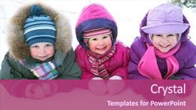  Presentation with children playing - Theme with weather - group of children playing background and a violet colored foreground