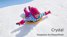  Presentation with slides - Beautiful presentation theme featuring weather - little girl riding on snow backdrop and a white colored foreground