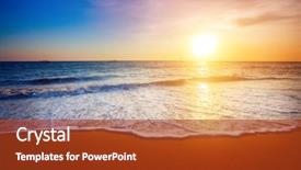  Presentation with sea weather - Colorful PPT layouts enhanced with weather - sunset and sea backdrop and a tawny brown colored foreground