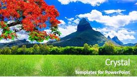  Presentation with beautiful landscapes - Slides consisting of weather agriculture - beautiful mountain landscapes of mauritius background and a tawny brown colored foreground