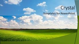  Presentation with green grass under the snow - Slide deck consisting of weather agriculture - green grass under blue sky background and a light blue colored foreground