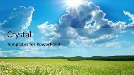  Presentation with agriculture - Colorful theme enhanced with weather agriculture - green meadow in mountain composition backdrop and a light blue colored foreground