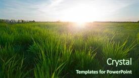  Presentation with blue green - Colorful slide deck enhanced with weather agriculture - green meadow under blue sky backdrop and a tawny brown colored foreground