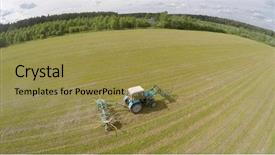  Presentation with hay field - Amazing presentation design having weather agriculture - tractor collect hay on field backdrop and a gold colored foreground