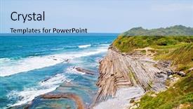  Presentation with cliff - Beautiful PPT theme featuring  backdrop and a  colored foreground