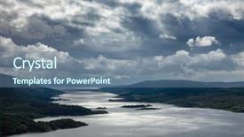  Presentation with sky - Amazing PPT theme having stormy sea wild nature dark - dramatic sky over the loch backdrop and a ocean colored foreground