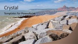  Presentation with south beach - Amazing PPT theme having stone breakwater along the east backdrop and a light blue colored foreground