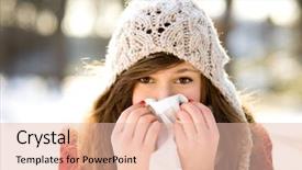  Presentation with disease - Cool new PPT theme with weather disease - woman with a cold backdrop and a lemonade colored foreground