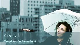 Presentation with rainy day - Theme featuring weather forecast - beautiful young woman with white background and a ocean colored foreground
