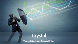  Presentation with stock market - Cool new presentation design with weather forecast - business person with umbrella backdrop and a ocean colored foreground