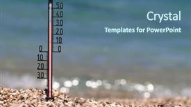  Presentation with beach - PPT theme with weather forecast - thermometer on a beach shows background and a ocean colored foreground