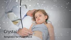  Presentation with human body stomach anatomy - Theme enhanced with weather health disease - composite image of doctor checking background and a light gray colored foreground