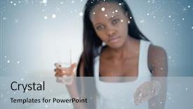  Presentation with pills - Amazing theme having weather health disease - composite image of woman showing backdrop and a  colored foreground