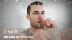  Presentation with composite - Beautiful theme featuring weather health disease - composite image of young man backdrop and a  colored foreground