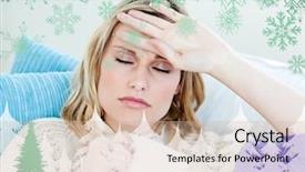 Presentation with fir tree - Colorful PPT theme enhanced with weather health disease - sick woman with headache lying backdrop and a  colored foreground