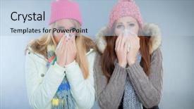  Presentation with winter - Presentation theme having weather health disease - winter blow background and a light blue colored foreground