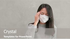  Presentation with face mask - Beautiful theme featuring weather health disease - woman coughing and wearing face backdrop and a  colored foreground
