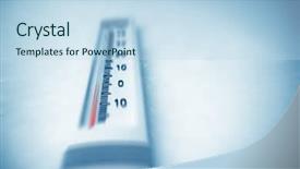  Presentation with winter weather - PPT theme featuring weather instruments - below zero thermometer indicating minus background and a sky blue colored foreground