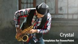 Presentation with vintage interior brick wall - Audience pleasing PPT layouts consisting of weather instruments - man with saxophone outside near backdrop and a dark gray colored foreground
