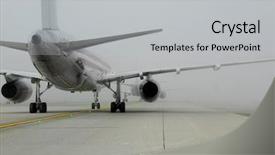  Presentation with fog - Slides having weather instruments - plane in line for takeoff background and a light gray colored foreground