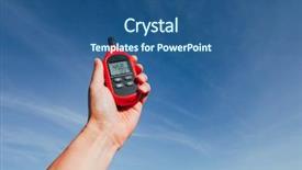  Presentation with temperature - Amazing slide deck having weather instruments - portable thermometer in hand measuring backdrop and a ocean colored foreground