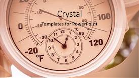  Presentation with abstract round shapes - Slide set with weather instruments - round thermometer showing over 110 background and a coral colored foreground