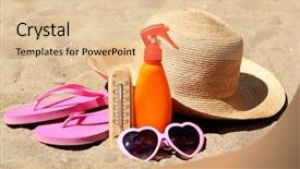  Presentation with sand textured - Presentation enhanced with weather instruments - thermometer in sand close-up background and a lemonade colored foreground