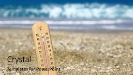  Presentation with weather - Amazing presentation theme having weather instruments - thermometer on a beach shows backdrop and a coral colored foreground