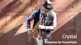  Presentation with young children playing multicultural - Amazing theme having weather instruments - young man playing on saxophone backdrop and a tawny brown colored foreground