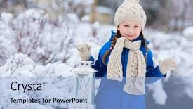  Presentation with christmas girl - Slides consisting of weather kids - adorable little girl holding christmas background and a light blue colored foreground