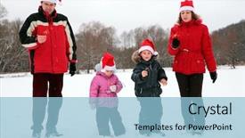  Presentation with burn - Slide deck consisting of weather kids - father and mother with children background and a light blue colored foreground