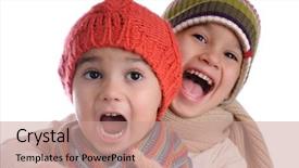  Presentation with winter weather - Slides with weather kids - winter kid background and a coral colored foreground