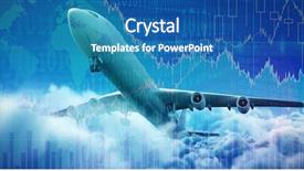  Presentation with shares - Colorful PPT layouts enhanced with weather maps - 3d graphic airplane against stocks backdrop and a teal colored foreground