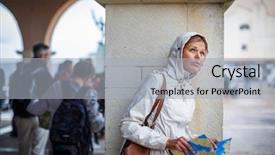  Presentation with rain city - Cool new presentation with weather maps - gorgeous female tourist backdrop and a light gray colored foreground