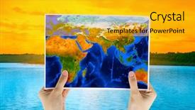  Presentation with beauty - Cool new presentation theme with weather maps - hand holding map at beauty backdrop and a gold colored foreground