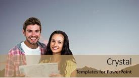  Presentation with wooden cross against the sky - Cool new slide set with weather maps - portrait of happy couple holding backdrop and a  colored foreground