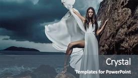  Presentation with sea weather - Beautiful theme featuring weather model - stunning brunette beauty posing backdrop and a gray colored foreground