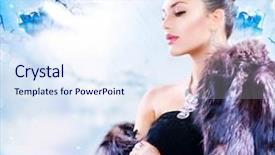  Presentation with winter weather - PPT theme having weather model - winter woman in luxury fur background and a sky blue colored foreground