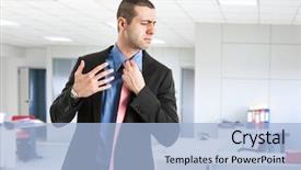  Presentation with weather - PPT theme having weather news - man sweating in his office background and a light blue colored foreground