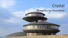  Presentation with mountain top - Slides with weather stations - meteorological observatory on the top background and a light blue colored foreground